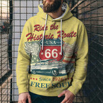 Fashion America Route 66 Letters Printed Men’s Hoodies Oversize Loose Clothes Vintage Long Sleeve O Collared Unisex Sweatshirts
