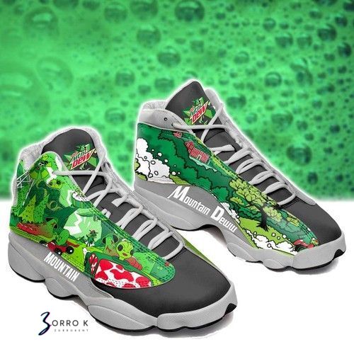 Mountain Dew Personalized Tennis Shoes Air Jordan 13 Sneakers Gift For Fan