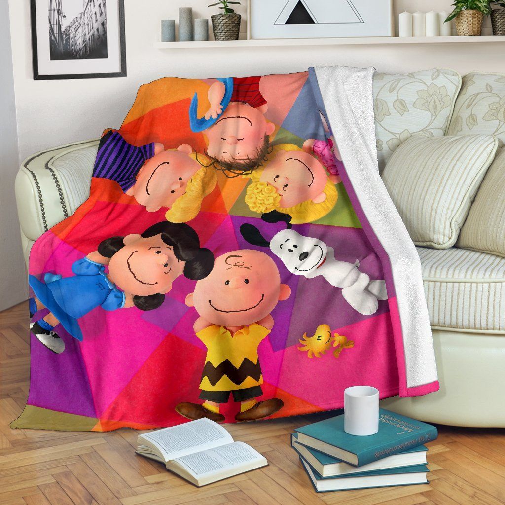 Charlie Brown and Snoopy family and Woodstock Fleece Blanket, Premium Comfy Sofa Throw Blanket Gift H99