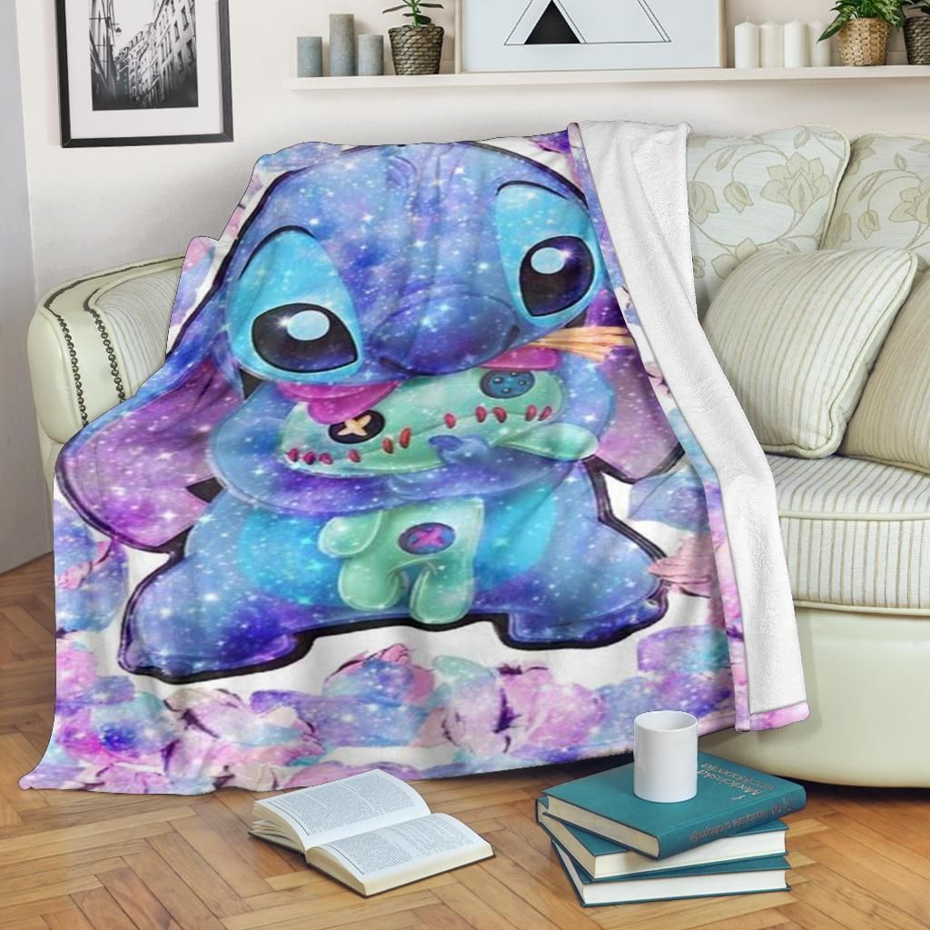 Cute Colorful Stitch Disney Fleece Blanket Gift For Fan, Premium Comfy Sofa Throw Blanket Gift H99