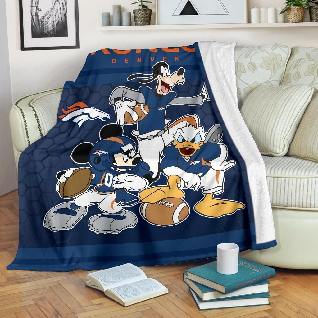 Disney Denver Broncos NFL Fleece Blanket Gift For Fan, Premium Comfy Sofa Throw Blanket Gift H99