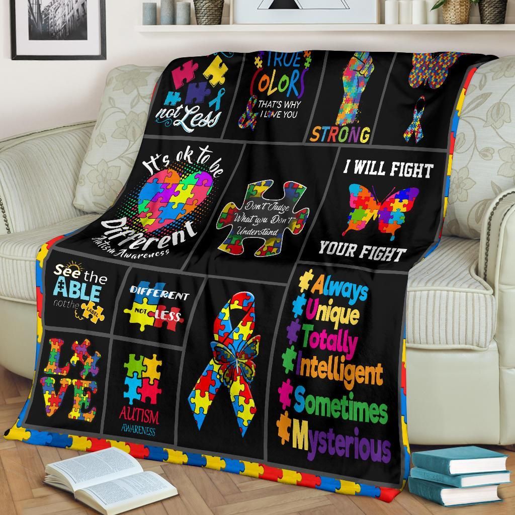 Autism awareness it's ok to be different Fleece Blanket, Premium Comfy Sofa Throw Blanket Gift H99