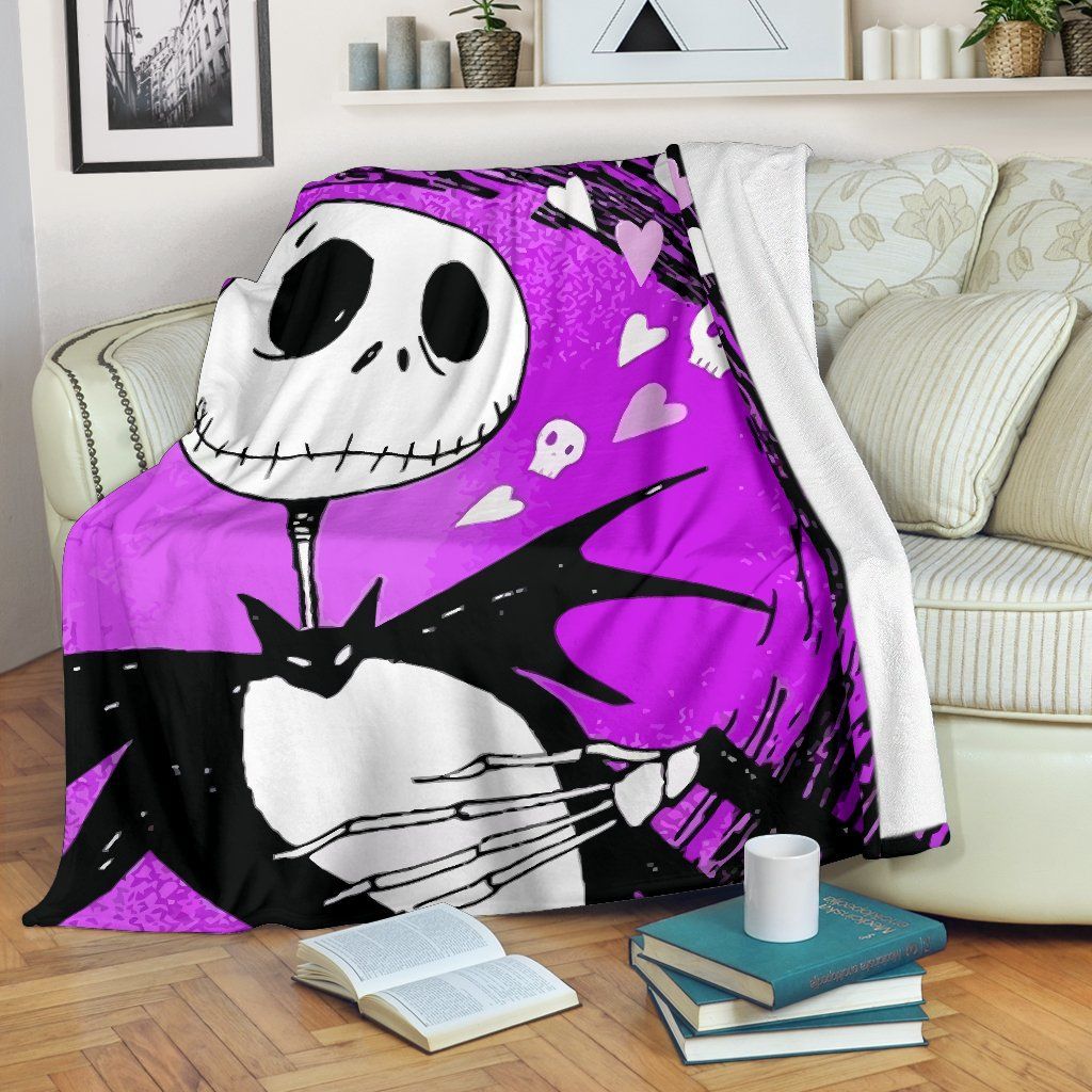 Jack Skellington in Halloween Fleece Blanket, Premium Comfy Sofa Throw Blanket Gift H99