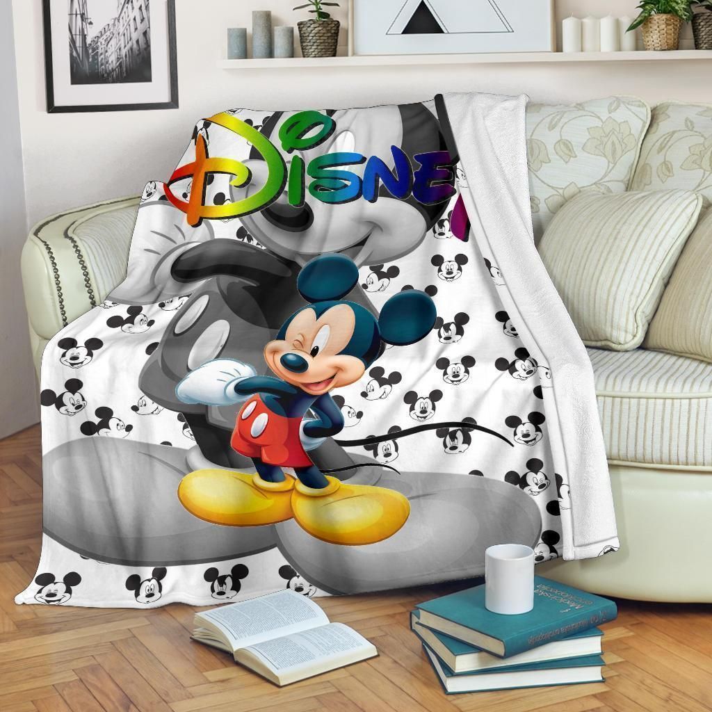 Cute Mickey Disney Fleece Blanket Gift For Fan, Premium Comfy Sofa Throw Blanket Gift H99