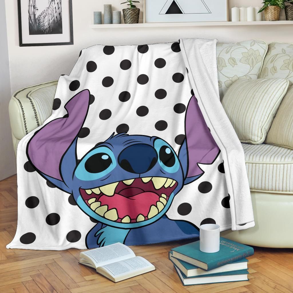 Face Stitch Disney polka dots Fleece Blanket Gift For Fan, Premium Comfy Sofa Throw Blanket Gift H99