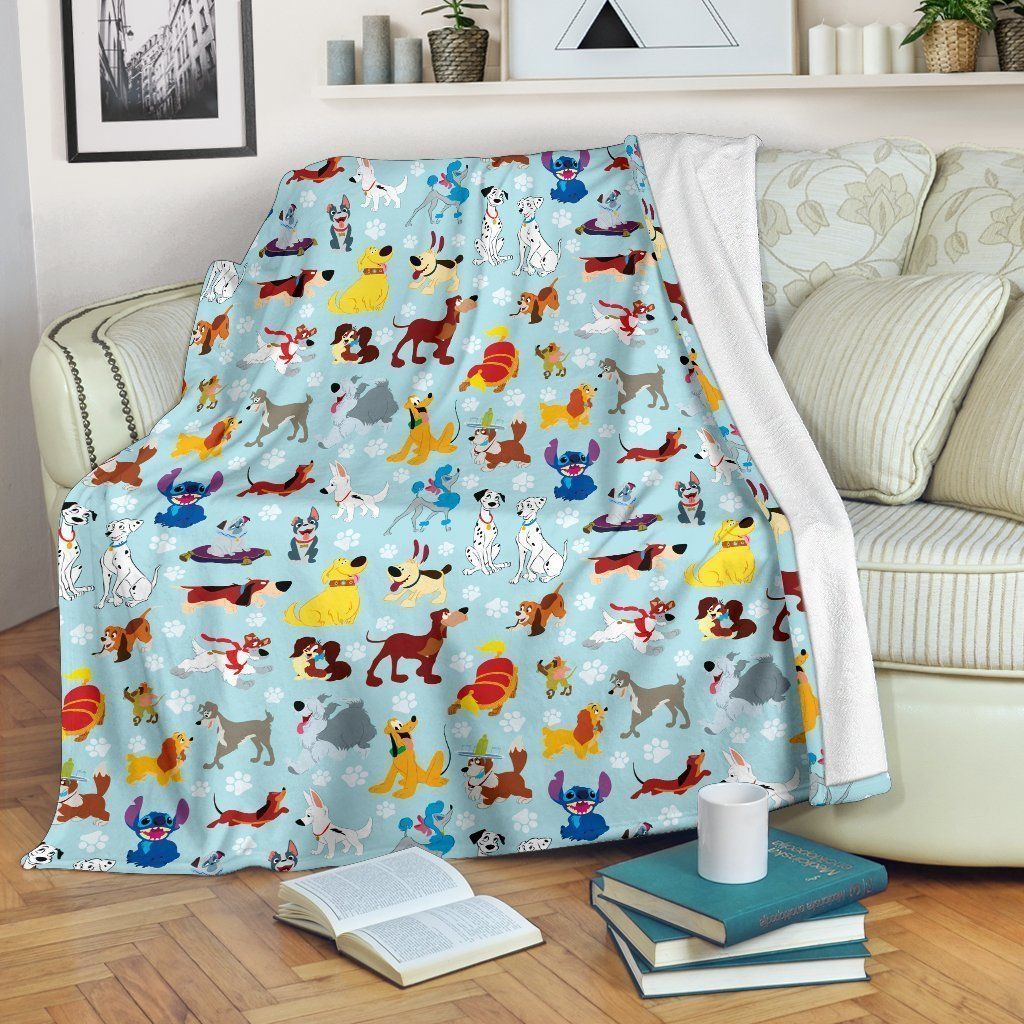 Funny Disney Characters Dogs Fleece Blanket Gift For Fan, Premium Comfy Sofa Throw Blanket Gift H99