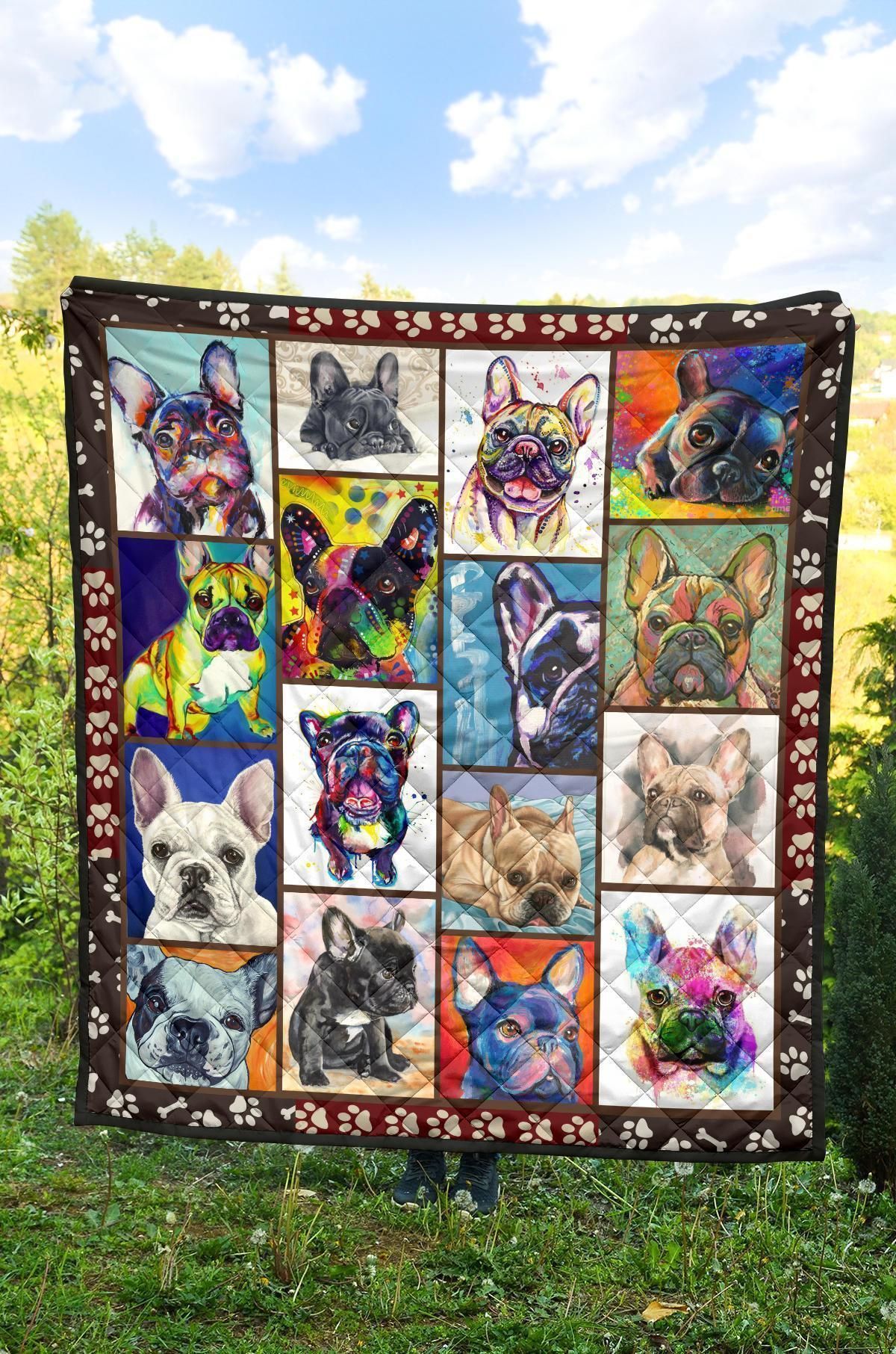 Frenchie Bulldog Lover gift Colorful Frenchie Bulldog Quilt Blanket TN01
