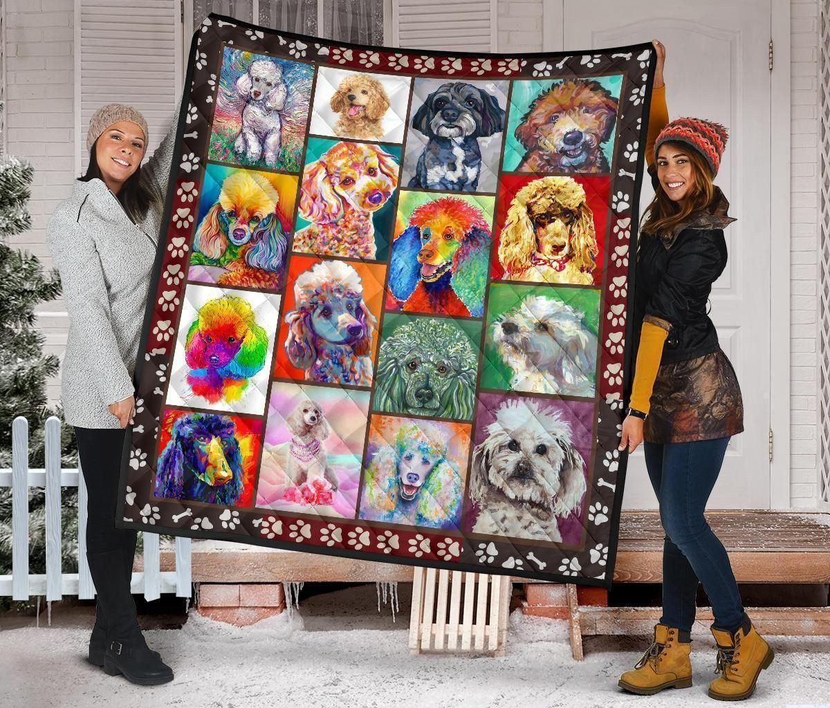 Poodle Dog Lover gift Colorful Poodle Dog Quilt Blanket TN01