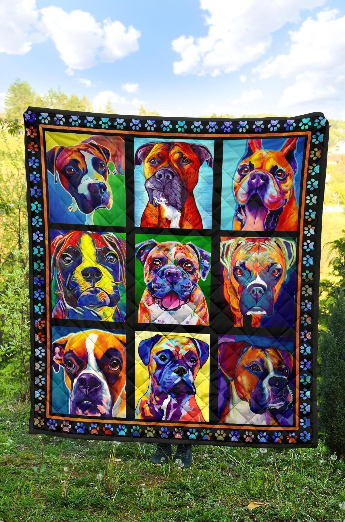 Boxer Dog Lover gift Colorful Boxer Dog Quilt Blanket TN01