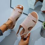 2021 New Summer Women Sandals Sexy Shoes Crystal Casual Woman Flats Buckle Strap Ladies Fashion Beach Shoe Big size 36-43