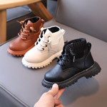 Baby Boy Shoes Leather Girls Martin Boots for Kids British Style Waterproof Children's Fashion Boots Rubber Soft Bottom Non-slip
