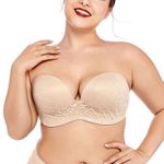 AO Women's Ultimate Lace Lightly Padded Underwear Lift Push Up Strapless Bra Plus Size