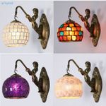 Mediterranean Style Decoration Turkish Mosaic Lamps Handmade Stained Glass Sconces Antique Wall Lights For Home Lighting, E27 6inch 220V