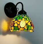 Tiffany Wall Lamp LED Sconces Stained Glass Corridor Light Sunflower Mirror Front Lamp, E26 6" 110V