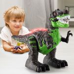8 Channels 2.4G Remote Control Dinosaur for Kids Boys Girls, Electronic RC Toys Educational Walking Tyrannosaurus Rex with Lights and Sounds Powered by Rechargeable Battery, 360° Rotation Stunt