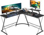 L-Shaped Desk 50.8" Computer Corner Desk, Home Gaming Desk, Office Writing Workstation with Large Monitor Stand, Space-Saving, Easy to Assemble, Black