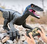 6 Channels 2.4G Remote Control Dinosaur for Kids Boys Girls, Electronic RC Toys Educational Walking Velociraptor with Lights and Sounds Powered by Rechargeable Battery