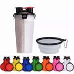 2 In 1 Outdoor Dog Water Bottle With Collapsible Bowl - Portable Water Dispenser For Dogs - Travel
