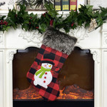Large Christmas Lattice Stocking Gift Bags Christmas Tree Pendants Happy Christmas New Year
