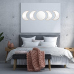 5Pcs/Set Bedroom Nordic Moon Mirror Style Wooden Decorative Mirror Phase Mirror Wall