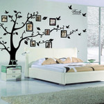 Large 250X80Cm/99X71In Black 3D Diy Photo Tree Pvc Wall Decals/Adhesive Family Wall Stickers