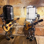 Microphone Robot Lamp With A Guitar