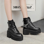 Block Heel Leather Boots