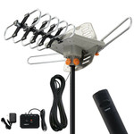 990 Miles Outdoor Tv Antenna Motorized Amplified V/Uhf Hdtv 1080P 4K 360° Rotate Signal Booster