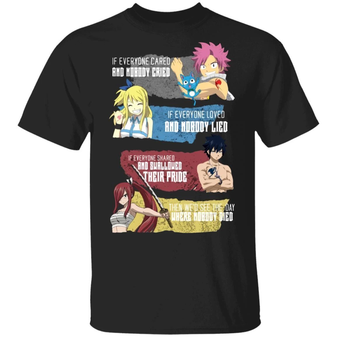 Fairy Tail Quotes Natsu Lucy Gray Erza T Shirt Anime Tee-Bounce Tee