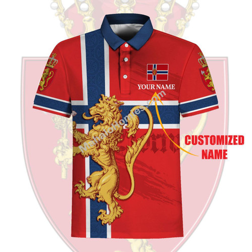 MahaloHomies Personalized Unisex Polo Shirt Coat Of Arms Of Norway 3D Apparel