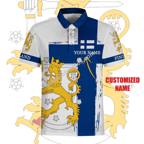 MahaloHomies Personalized Unisex Polo Shirt Finland Coat Of Arms 3D Apparel