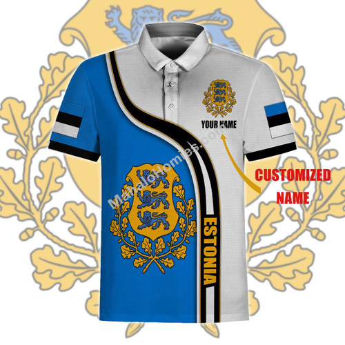 MahaloHomies Personalized Unisex Polo Shirt Estonia Coat Of Arms 3D Apparel