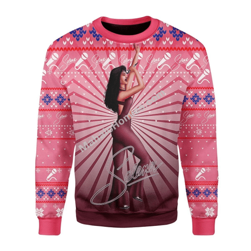 Merry Christmas Mahalohomies Unisex Christmas Sweater Selena Quintanilla 3D Apparel