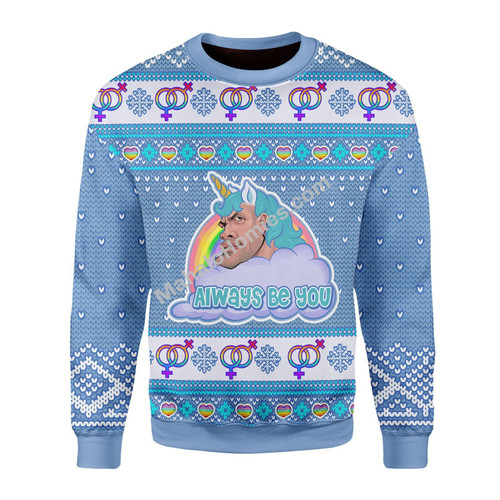 Merry Christmas Mahalohomies Unisex Christmas Sweater The Rock Dwayne Johnson Always Be You 3D Apparel