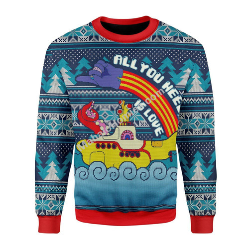 Merry Christmas Mahalohomies Unisex Christmas Sweater All You Need Is Love 3D Apparel