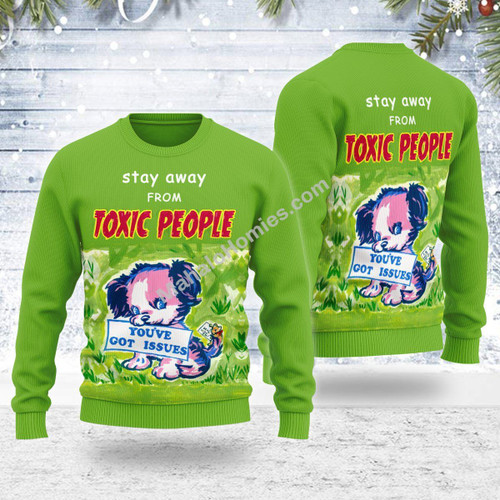 Merry Christmas Mahalohomies Unisex Ugly Christmas Sweater Stay Away From Toxic PeoPle 3D Apparel