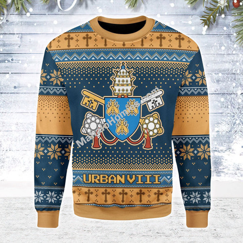 Mahalohomies Unisex Christmas Sweater Pope Urban VIII - Maffeo Barberini (1623-1644) - The Bee Pope 3D Apparel