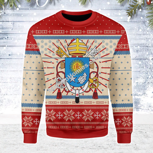 Mahalohomies Unisex Christmas Sweater Pope Francis Coat Of Arms 3D Apparel