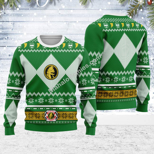 Merry Christmas Mahalohomies Unisex Christmas Sweater Green Power Ranger 3D Apparel