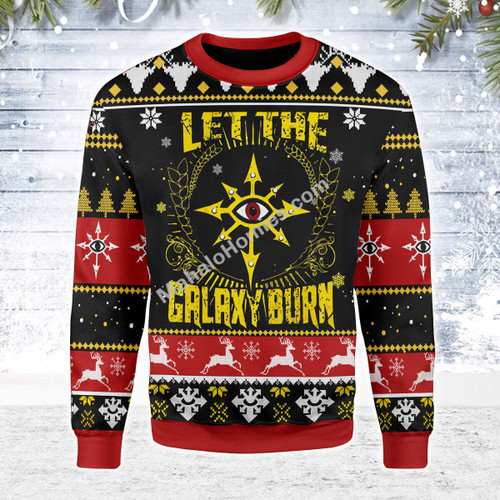 Merry Christmas Mahalohomies Unisex Christmas Sweater Let The Galaxy Burn