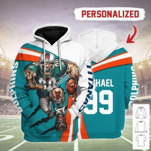 MahaloHomies Personalized Unisex Tracksuit Hoodies Miami Dolphins Football Team 3D Apparel