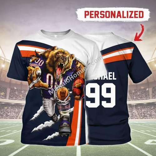 MahaloHomies Personalized Unisex T-Shirt Chicago Bears Football Team 3D Apparel