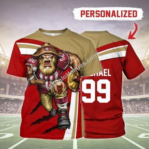 MahaloHomies Personalized Unisex T-Shirt San Francisco 49ers Football Team 3D Apparel