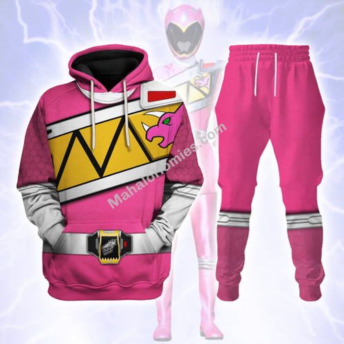 Pink Power Rangers Dino Charge Hoodies Sweatshirt T-shirt Hawaiian Tracksuit
