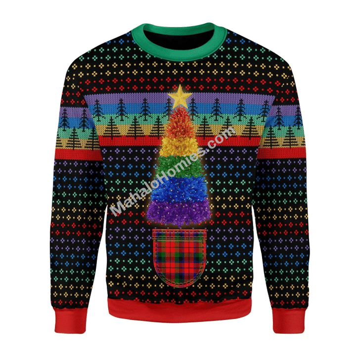 Merry Christmas Mahalohomies Unisex Christmas Sweater LGBTQ+ Christmas Tree 3D Apparel