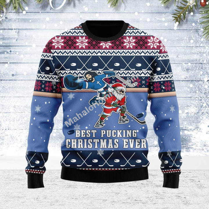 Mahalohomies Ugly Christmas Sweater Best Pucking Christmas Ever Jesus And Santa Claus 3D Apparel