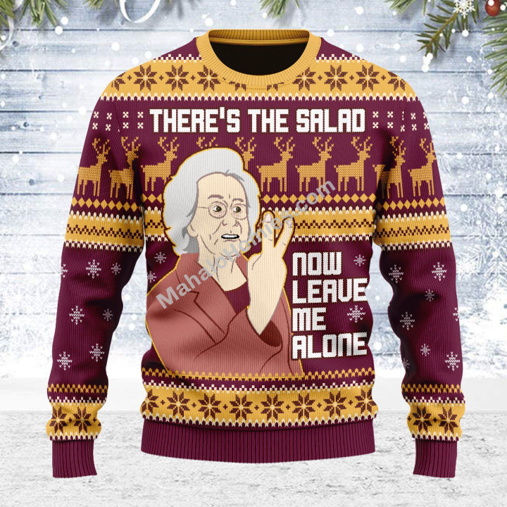 Merry Christmas Mahalohomies Unisex Ugly Christmas Sweater There���??s The Salad Now Leave Me Alone 3D Apparel