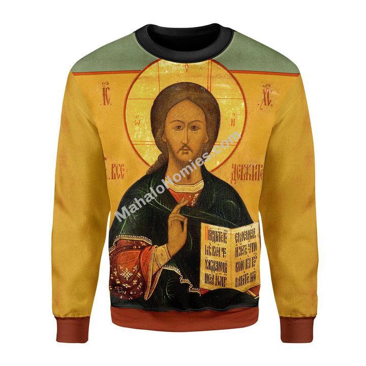 Mahalohomies Christmas Unisex Sweater Orthodox Jesus Ugly Christmas 3D Apparel