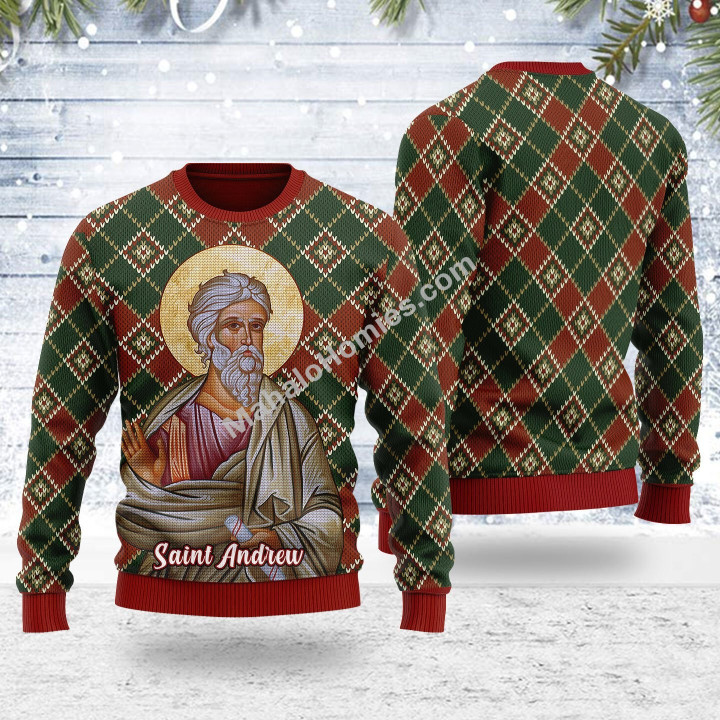 Mahalohomies Ugly Christmas Sweater Andrew the Apostle 3D Apparel