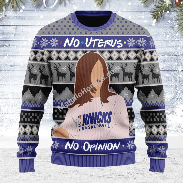 Merry Christmas Mahalohomies Unisex Ugly Christmas Sweater No Uterus No Opinion 3D Apparel